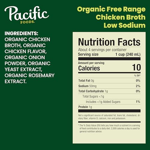 Pacific Foods, Organic Broth Chicken Low Sodium, 8 Ounce, 4 Pack
