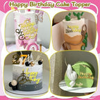 40 PCS Gold Happy Birthday Cake Toppers Mirror Acrylic Toppers with 10 Styles or Birthday Party Cake Desserts Pastries
