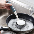 Stainless Steel Wool Scrubber with Handle, Heavy Duty Pot & Dish Scrubber Cleaning Brush Wash for Dish, Stainless Steel Scrubbing Brushes Cleaning Supplies for Pots, Pans, Grills, Sink (3)