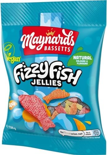 Maynards Bassetts Fizzy Fish 2 x130g | Fruit Flavoured Fizzy Gums | Fun Fish Shaped Sweets