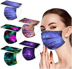 50Pack Starry Sky Print Face Masks for Women Starry Night Disposable Holiday Adult Tie Dye Breathable Thick 3-Layers