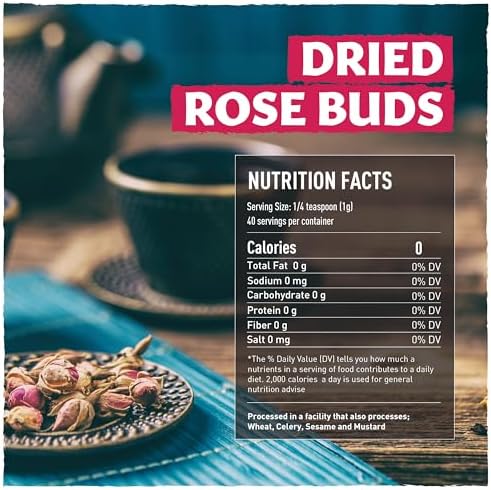 Eastanbul Dried Rose Buds, 1.4oz Edible Rose Buds For Desserts, Caffeine-Free Tea, Edible for Baking, Jam, Crafting, Dry, Natural, Vegan, Non GMO, Gluten Free