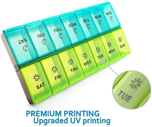 Mossime XL Large Daily Pill Organizer 2 Times a Day, Extra 7 Day Pill Box Am Pm, Weekly Day Night Vitamin Holder, Medicine Organizer, Big Pill Container, Medication Dispenser 14 Compartments