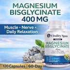 Magnesium Glycinate 400mg, Chelated Magnesium Bisglycinate for Relaxation and Sleep Aid, Extra Strength, with Magnesium Oxide, Gentle on Stomach, Vegan, 120 Capsules, Made in USA
