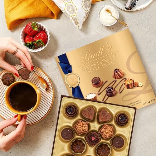 Lindt Swiss Luxury Selection Assorted Chocolate Candy, 5.1 oz Gift Box, 14 Count