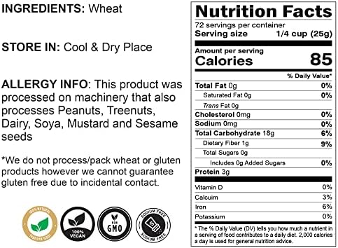 Rani Sooji Coarse (Farina, Suji, Rava, Rawa, Wheat Semolina) Flour 64oz (4lbs) 1.81kg Bulk ~ All Natural | Vegan | NON-GMO | Indian Origin