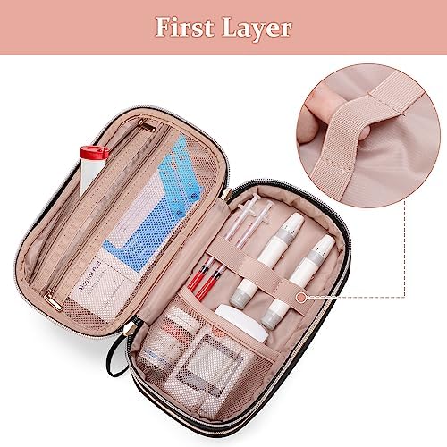 Yarwo Insulin Cooler Travel Case with 2 Ice Packs, Double-Layer Diabetic Insulated Organizer, Portable Medication Bag for Insulin Pens, Glucometer and Diabetes Care Kits, Black (Patented Design)