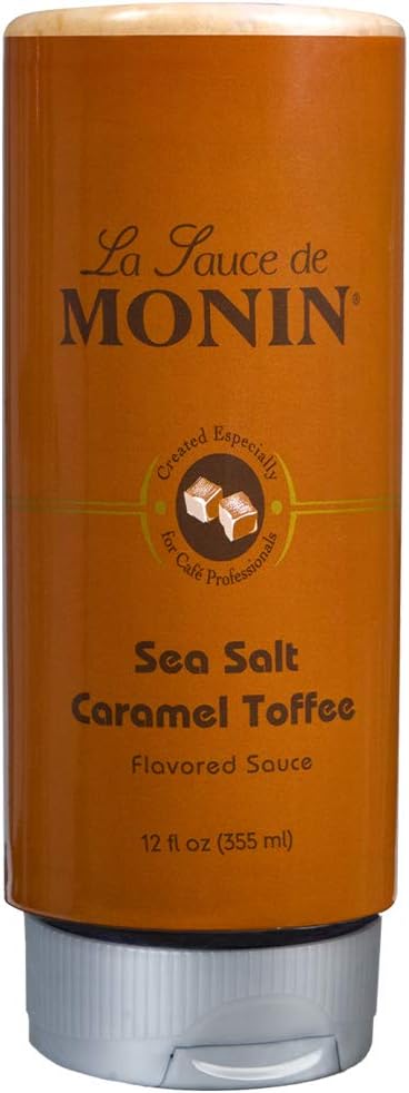 Monin - Sea Salt Caramel Toffee, Rich & Buttery Flavor with Creamy Caramel Notes, Great for Coffee, Milkshakes, & Dessert Cocktails (12 oz)