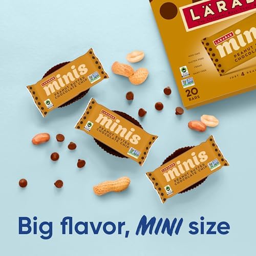 Larabar Minis Peanut Butter Chocolate Chip, Gluten Free Vegan Fruit and Nut Bars, 15.6 oz, 20 Ct