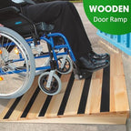 Wooden Threshold Ramp for Home Steps, 4" Rise Door Ramp for Wheelchair/Walker/Cart/Scooter, Doorway Ramp with Non-Slip Stripes(35.4" W*4.0" H, Solid Wood, 800LBs Capacity)