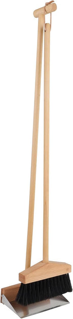 Redecker Miniature Dustpan & Brush Set, Oiled Beechwood Handles, Horsehair Bristles & Stainless Steel Pan, Dustpan Measures 6.25 inches Width x 4.25 inches Depth with a 30-1/2-Inches Handle