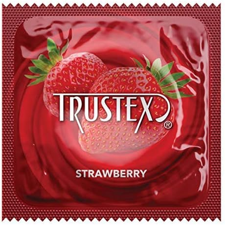 Trustex Strawberry Flavored Latex Condoms with Brass Pocket Case, 12 Count