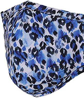 Trimming Shop Reusable Face Mask Washable Face Covering Bandana Face Mask, 3 Layer Cotton Face Mask Breathable Fashion Face Mask for Protection Against Pollution, Blue & White, 4pcs