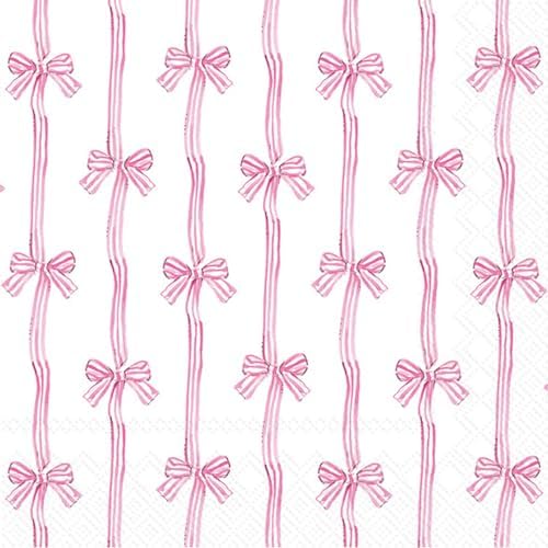 IHR Ideal Home Range Party Napkins Rosanne Beck Disposable 3-Ply Paper Lunch Napkin Pack, 6.5" x 6.5", Baby Toile (Pink), 20-Count