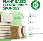 AIRNEX Natural Kitchen Sponges (12 Pack) - Biodegradable Cellulose & Coconut Scrubber Dish Sponge for Kitchen - Eco-Friendly, Non Scratch, Compostable, Non Toxic Natural Sponges for Dishes
