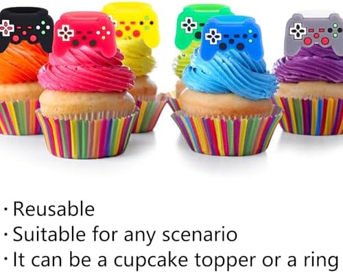 30pcs Video Game Cupcake Toppers Videos Gaming Cupcake Toppers Picks for Kids Baby Shower Video Theme Party Decorations Supplies (Video)