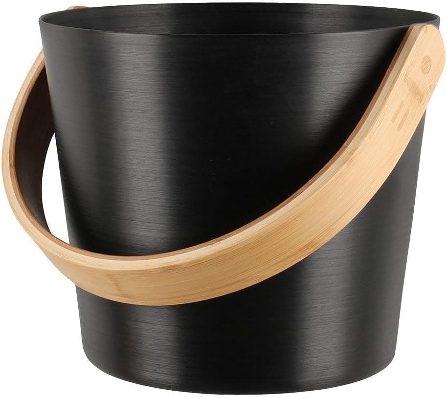 Rento Aluminum/Bamboo Black Sauna Pail