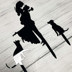 JIEEIN Wedding Cake Topper - Bride Hold Groom with Flowers Besides Pet Cat and Pet Dog Silhouette Cake Decoration