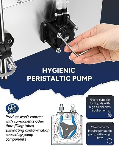 Hanchen Liquid Filling Machine Peristaltic Pump 5 Oz Automatic Bottle Filler Digital Control Cosmetic Oil Filler for Perfume, Water, Juice, Thick Eessential Oil (1 Head)
