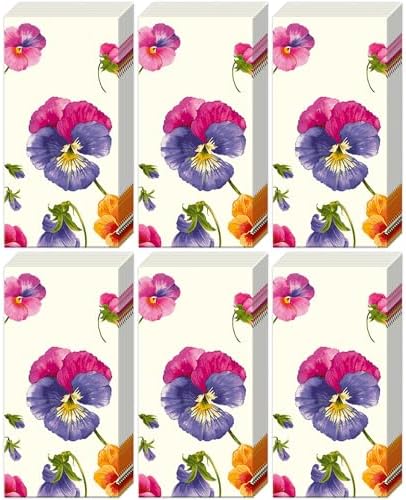 Boston International Bulk 4-Ply Floral Pocket Tissues, Bundle of 6 Packs of 10 Tissues (Paulina)