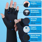 Copper Long Arthritis Gloves - Copper Infused Extra Long Fit Compression Glove for Women & Men Computer Typing, Carpal Tunnel and Support Wrist Hands Pain Relief,1 Pair (Medium)