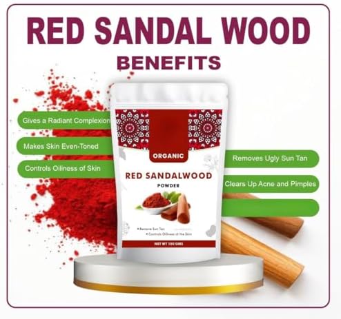Generic Red Sandalwood Face pack Powder for Women | 100% Pure, Natural No Chemical | Laal Raktha Chandan for Healthy Glowing Skin & De-Tan | for Puja, Skin & Face Care -100 gm