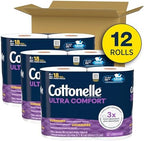 Cottonelle Ultra Comfort Toilet Paper with Cushiony CleaningRipples Texture, 12 Family Mega Rolls = 54 Regular Rolls