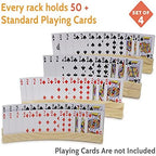 plusvivo Set of 4 Curved Playing Cards Holders for Seniors Adults - Soild Wood Cards Holders for Playing Cards 13 x 1.9 x 2.4 Inch for Bridge Canasta Strategy Foot and Hand