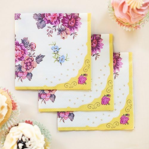 Talking Tables Tea Party Floral Napkins | Truly Scrumptious | Also Great For Birthday Party, Baby Shower, Wedding And Anniversary | Paper, 30 Pack