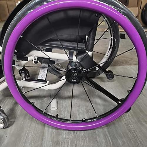1 Pair 24-inch Rear Wheel Sports Wheelchair Non-Slip Wear-Resistant Silicone Hand Push Cover, Hand Wheel Snare Pads,Purple