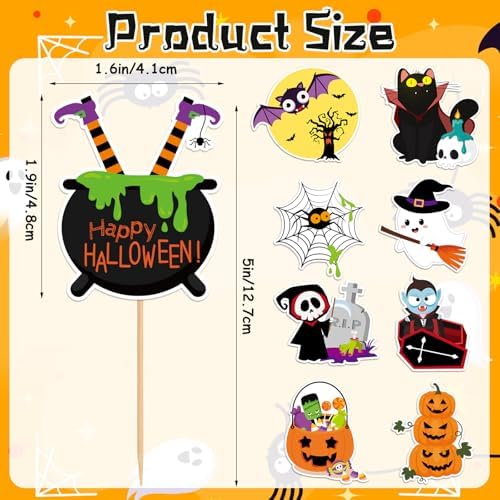 SANNIX 72 Pcs Halloween Cupcake Toppers Food Picks Pumpkin Bat Ghost Toothpicks for Halloween Decorations Birthday Party Decor Supplies Cake Food Appetizer Decor