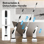 Electric Spin Scrubber, Dreazu IPX7 Shower Scrubber with 7 Replaceable Brush Heads & Retractable Handle, 2-Speed Adjustable Shower Cleaner for Bathroom,Toilet, Bathtub, Kitchen, Tile Floors
