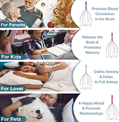 HOFASON Head Scratcher Stocking Stuffers for Adults Women Men Teen Girls Boys, 4pcs Head Massager Scalp, Funny White Elephant Gifts, Christmas Gifts for Mom Dad Him Her Birthday Valentines Gift Prizes