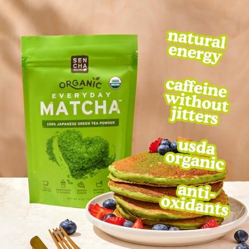 SEN CHA Naturals Organic Matcha Powder, Authentic Japanese Green Tea, Premium First & Second Harvest Culinary and Ceremonial Grade Matcha Powder, Lattes & Baking, 4oz Bag (1 Pack)