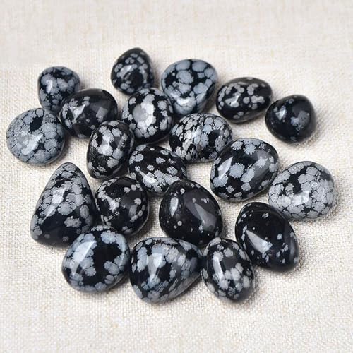 Erliway Snowflake Obsidian Healing Crystal Stones, 1.25-2.0" Large Reiki Healing Gemstones Natural Tumbled Polished Stones for Energy Witchcraft Therapy Meditation