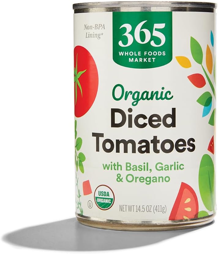 365 by Whole Foods Market, Organic Diced Tomatoes with Basil, Garlic, & Oregano, 14.5 Ounce