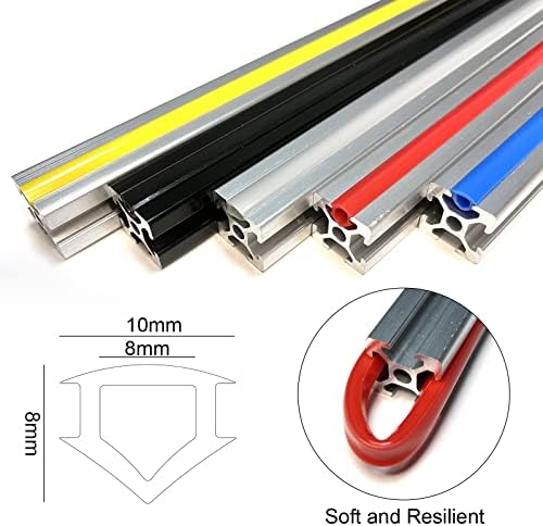 6 Meters Dust Protection Soft Cover Seal Strip, 8mm Slot 30 Series Aluminum Extrusion Profile Flat Seal, Black/Silver/Blue/Red/Yellow (Silver)
