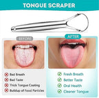 EZ COZY 2 Pack Tongue Scraper for Adults, Reduce Bad Breath, Tongue Cleaner with Travel Case, Stainless Steel Tongue Scrapers, Tongue Brush, Tongue Scrubber for Oral Care & Hygiene