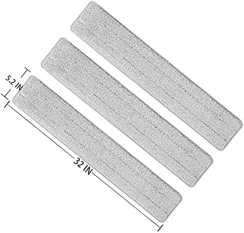 Mop Pads 32 inch Replacement 6 Pack Replacement Refills Washable Microfiber Pads Commercial Reusable Refill Fit for Most Flat Mop Frame