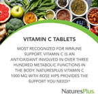NaturesPlus Vitamin C 1000 mg with Rose Hips - 180 Tablets - Supports Immune Health, Energy & Antioxidant Protection - Vegetarian, Gluten Free - 180 Servings