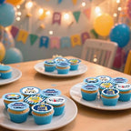 48 Pcs Edible Happy Fathers Day Cupcake Toppers Cupcake Picks Happy Father's Day Theme Men Birthday Party Cake Decorations Supplies