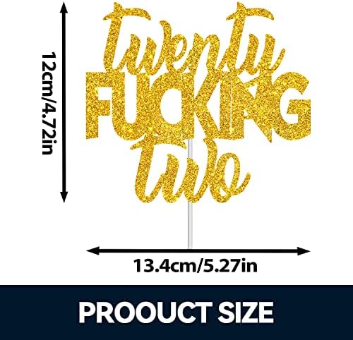 Twenty-two Glitter Gold Happy Birthday Cake Topper - 22 Years Old Birthday Anniversary Party Decorations 22nd Birthday Party Supplies For Adult