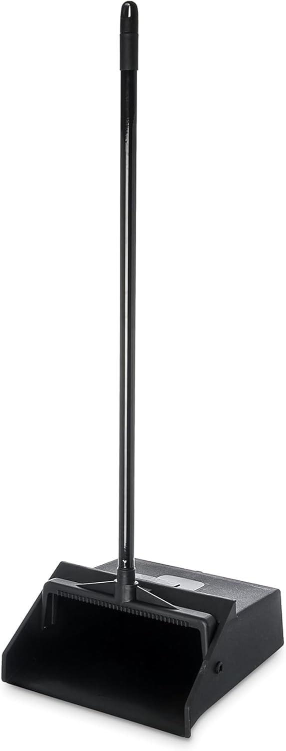 Carlisle FoodService Products Duo-Pan Upright Dust Pan with Serrated Yoke for Home, Restaurants, Kitchen, Lobby, And Office, Plastic, 30 Inches, Black