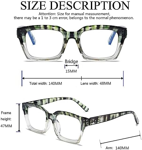 Hubeye 3 Pairs Retro Oversized Large Frame Reading Glasses for Women Men Square Fashion Oprah Style Blue Light Blocking Computer Reader with Glasses Cloth Cover +1.0
