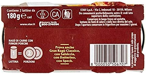 Star Gran Ragù Ragu' Sauce with Porcini Mushroom 180gr x 2, Pack of 2