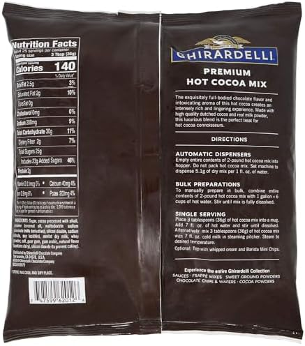 Ghirardelli Chocolate - Premium Hot Cocoa 2 lb pouch with Ghirardelli Stamped Barista Spoon