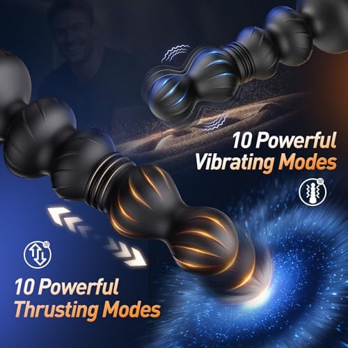 Thrusting Anal Beads Prostate Massager, BEISAR Anal Vibrator Anal Toys Butt Plug 10 Vibrating Thrusting Anal Plug Male Sex Toys for Men Women Adult Toys Gradual Bead Anal Trainer App Furniture Bedding