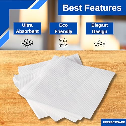 Perfectware 2 Ply White Beverage Napkins- Pack of 200ct, PW-2Ply White Bev-200