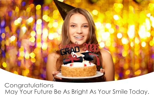 YuBoBo 2026 Graduation Cupcake Toppers, 48 PCS Food/Appetizer Picks For Graduation Party Mini Cake Decorations, Diploma, 2026, Grad Cap Set 48 Pieces (03 Red)