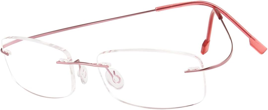 Poxas Memory Titanium Frameless Lightweight Reading Glasses Hingeless Flexibled Frames for Mens Womens